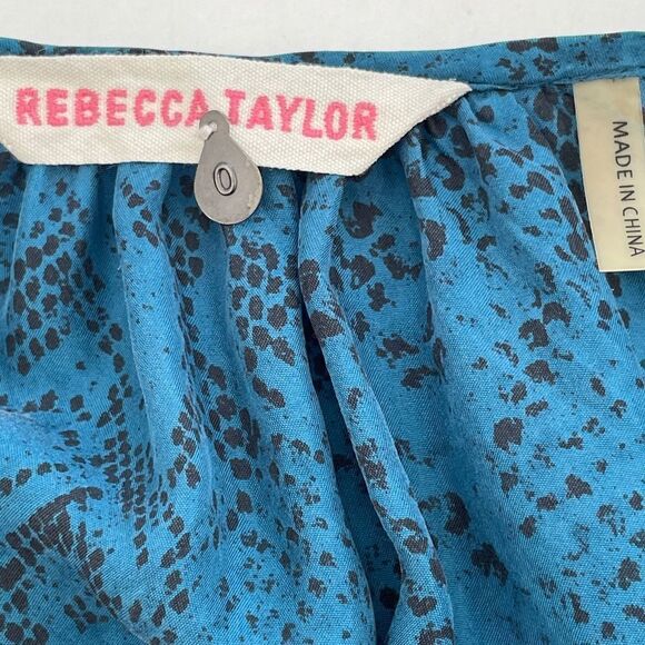 Rebecca Taylor Python Print 3/4 Sleeve Silk Shirt Dress Tunic In Jade Size 0 - Picture 10 of 13